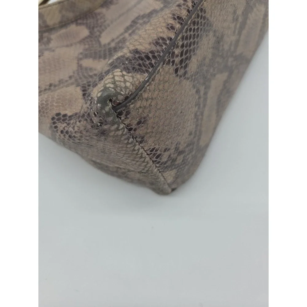 GILI Got It Love It Leather Snakeskin Slouchy Hobo Bag Brown Gold Double handle